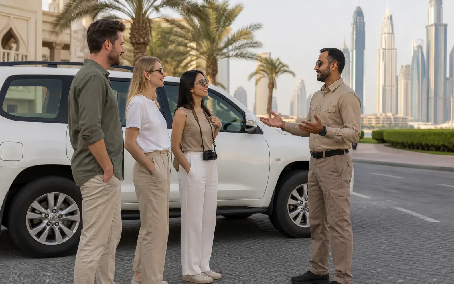 Driver meeting guests for a private hotel pickup