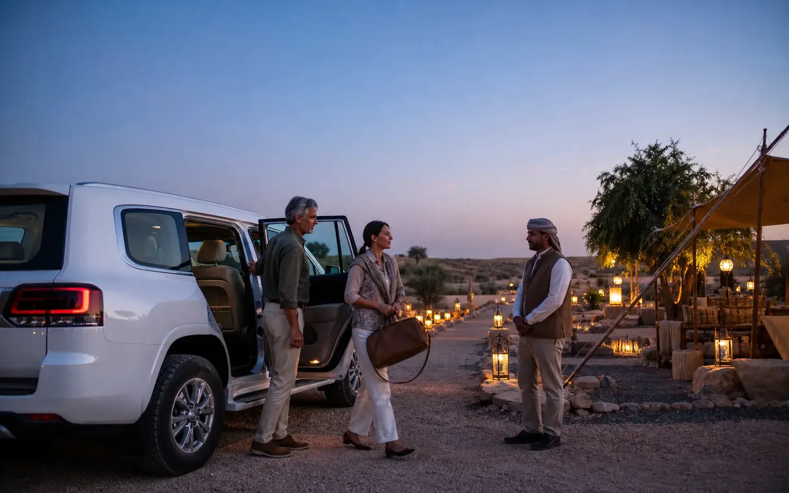 Guests returning to their private vehicle after dinner